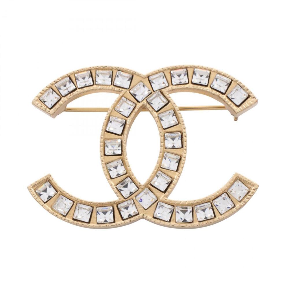 CHANEL White Logo Brooch